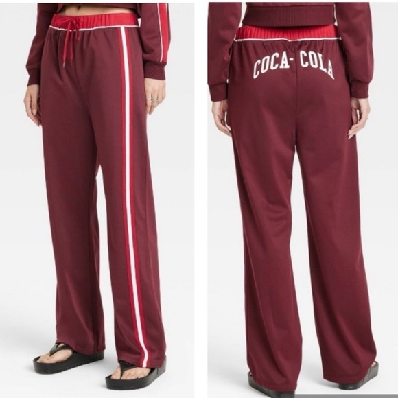 Coca-Cola Coke Track Pants Unisex SZ XXL Straight Leg High Rise Butt Spell Out - Picture 1 of 9